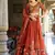 Orange Silk Thread Embroidery Work Lehenga Choli