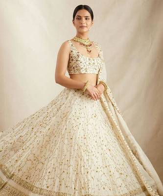 White Georgette Sequins Embroidered Lehenga Choli With Dupatta 3