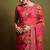 Pink Flower Print And Cut Work Saree With Sequin Embroidery Work