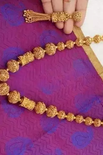 Elegant gold beaded tassel necklace traditional indian long chain jewelry