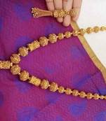 Elegant gold beaded tassel necklace traditional indian long chain jewelry
