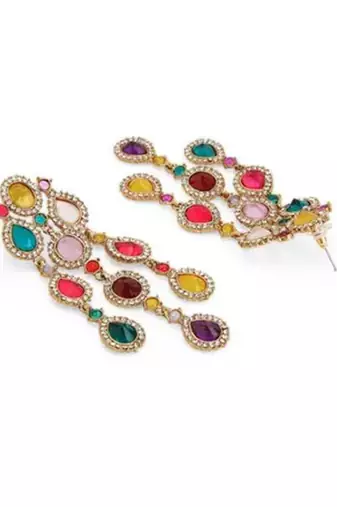 Luxurious multicolor cascade earrings crystal embellished statement earrings for wedding & festival glamour