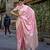 baby pink katan silk blend handloom weaving saree