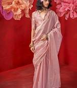 Light baby pink zari tissue handloom weaving silk saree