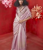Light lilac zari tissue handloom weaving silk saree