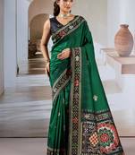 Green patola handloom weaving silk Blend saree