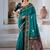 Teal patola handloom weaving silk Blend saree