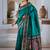 Teal patola handloom weaving silk Blend saree