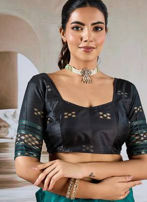 Teal patola handloom weaving silk Blend saree 5