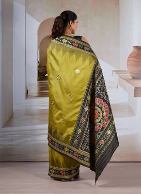 Olive patola handloom weaving silk Blend saree 2