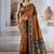 Rust patola handloom weaving silk Blend saree