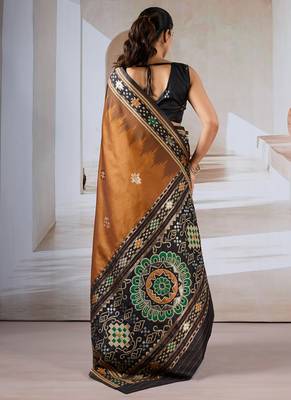 Rust patola handloom weaving silk Blend saree 3