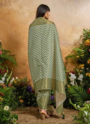 olive viscose cotton handloom weaving patola saree 3