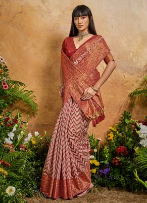 red viscose cotton handloom weaving patola saree 2