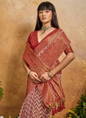 red viscose cotton handloom weaving patola saree 3