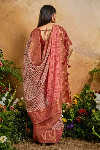 red viscose cotton handloom weaving patola saree