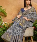 navy blue viscose cotton handloom weaving patola saree