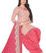 Unstitched printed crepe blend kurta & patiyala dress material with top, bottom & dupatta