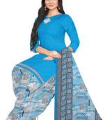 Unstitched printed crepe blend kurta & patiyala dress material with top, bottom & dupatta