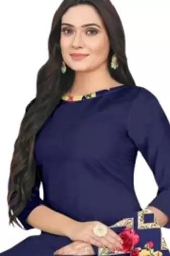 Unstitched printed crepe blend kurta & patiyala dress material with top, bottom & dupatta