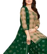 Unstitched printed crepe blend kurta & patiyala dress material with top, bottom & dupatta