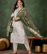 White women kurta pant dupatta set