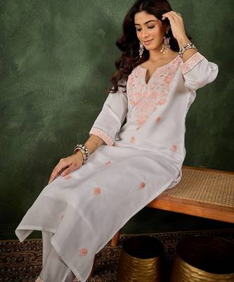 Pink women kurta pant set 3