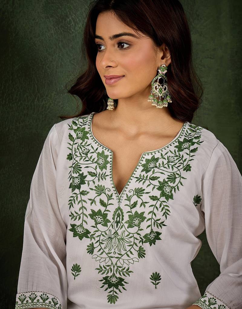 Green women kurta pant set