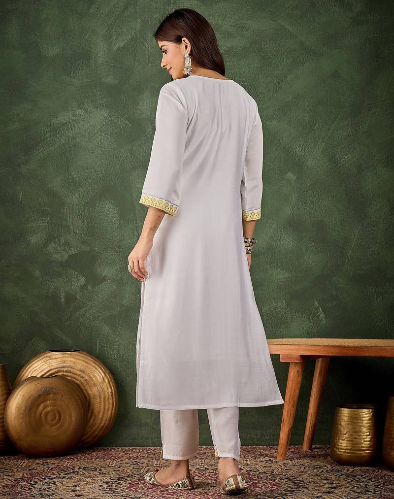 Yellow women kurta pant set