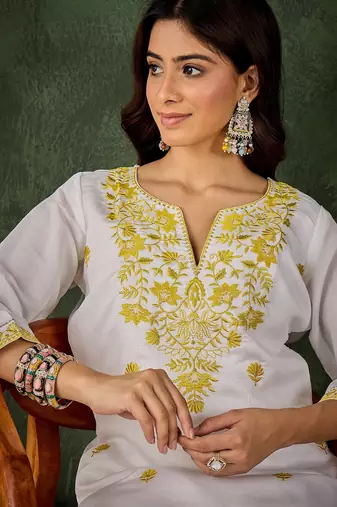 Yellow women kurta pant set