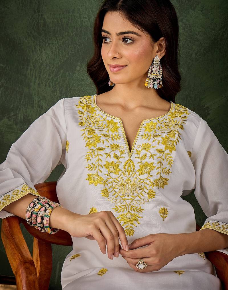 Yellow women kurta pant set