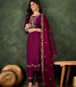 Purple women kurta pant dupatta set