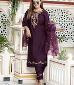 Purple women kurta pant dupatta set