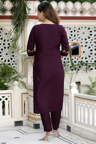 Purple women kurta pant dupatta set
