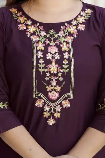 Purple women kurta pant dupatta set