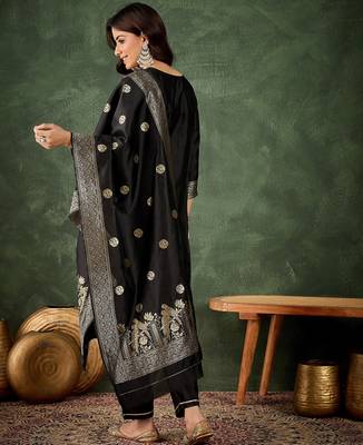 Black women kurta pant dupatta set 2