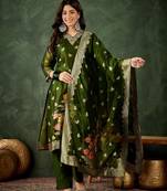 Green women kurta pant dupatta set