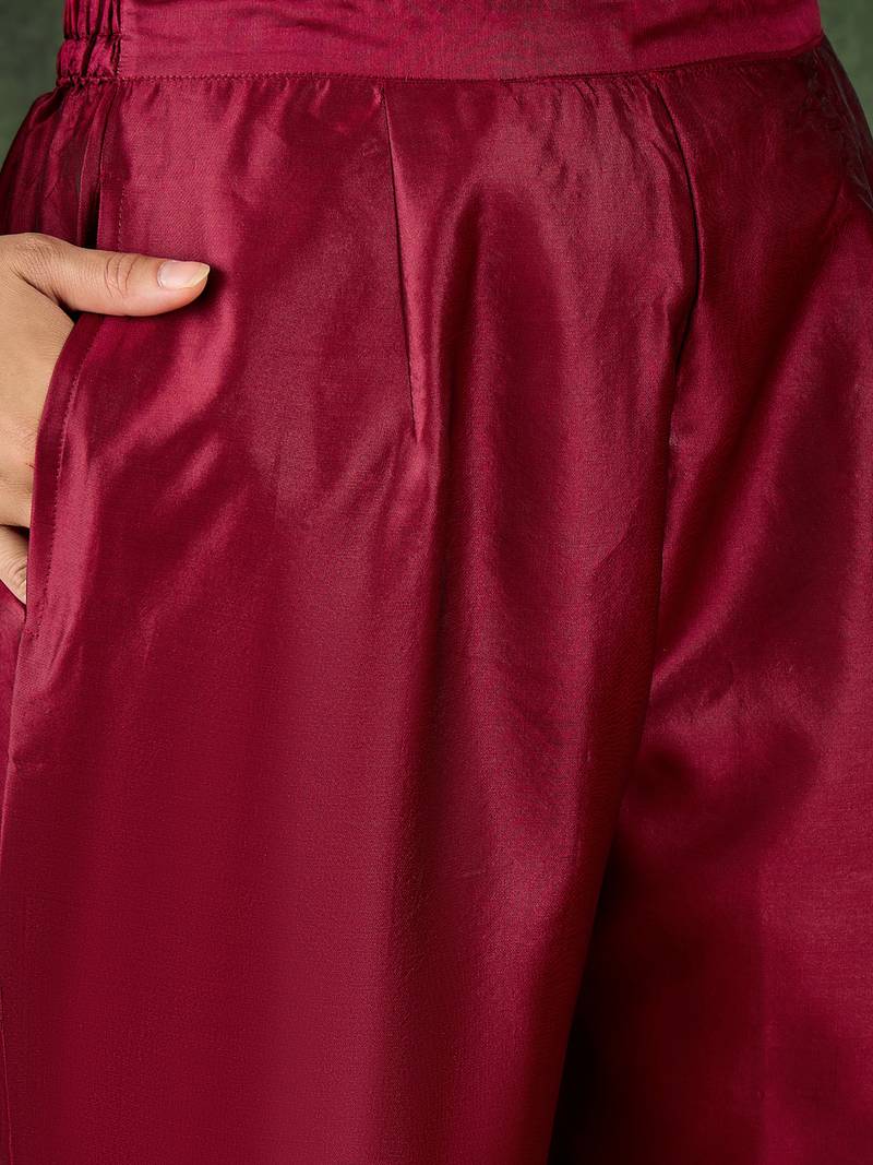 Red women kurta pant dupatta set