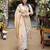 Beige women kurta pant dupatta set