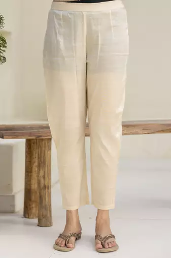 Beige women kurta pant dupatta set