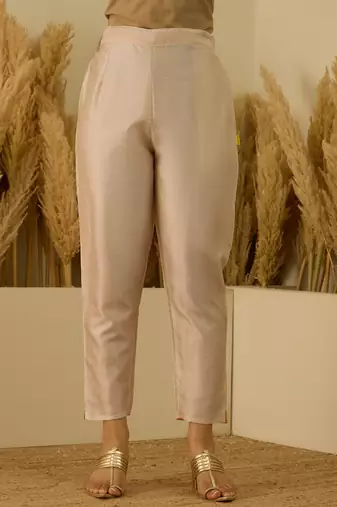 Beige women kurta pant dupatta set
