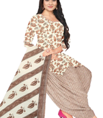 Unstitched printed crepe blend kurta & patiyala dress material with top, bottom & dupatta
