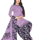 Unstitched printed crepe blend kurta & patiyala dress material with top, bottom & dupatta