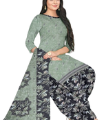 Unstitched printed crepe blend kurta & patiyala dress material with top, bottom & dupatta