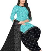 Unstitched printed crepe blend kurta & patiyala dress material with top, bottom & dupatta
