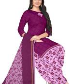 Unstitched printed crepe blend kurta & patiyala dress material with top, bottom & dupatta