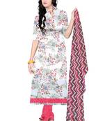 Unstitched printed crepe blend kurta & patiyala dress material with top, bottom & dupatta