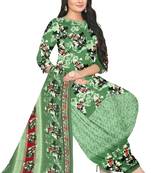 Unstitched printed crepe blend kurta & patiyala dress material with top, bottom & dupatta