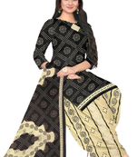 Unstitched printed crepe blend kurta & patiyala dress material with top, bottom & dupatta