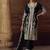 Black chinon silk embroidered work suit